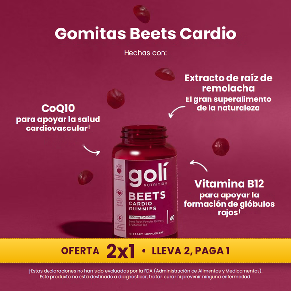 2x1 Goli Beets Cardio – Gomitas de Remolacha con CoQ10 y Vitamina B12 (60 gomitas) 1