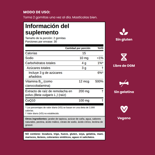 2x1 Goli Beets Cardio – Gomitas de Remolacha con CoQ10 y Vitamina B12 (60 gomitas) 6