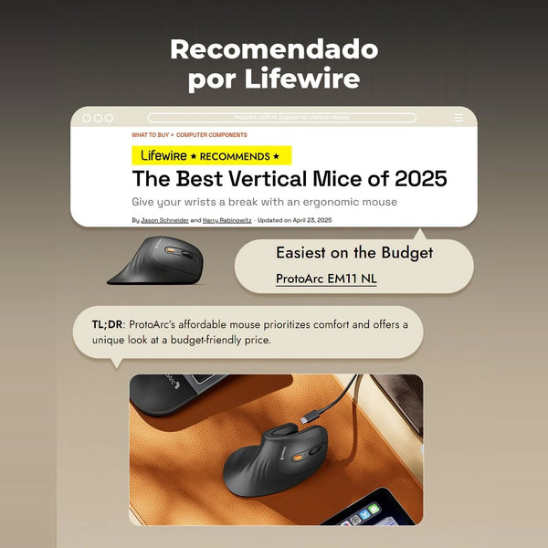 Mouse Vertical ProtoArc — Ergonómico, Inalámbrico y Silencioso 5