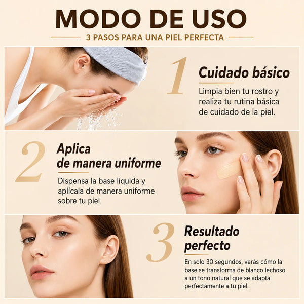 2 X 1 Base de Maquillaje Adaptable 4 en 1 - Cobertura Natural, Hidratación y SPF50 5