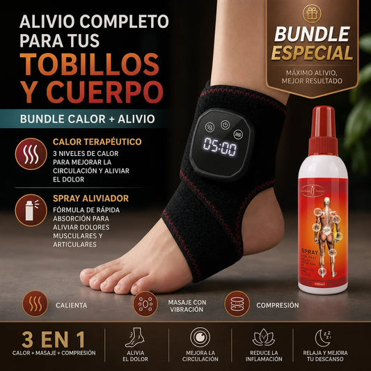 Oferta 2 en 1 - Masajeador Térmico 3 en 1 para Tobillos & Crema Analgesica de Alivio Rapido