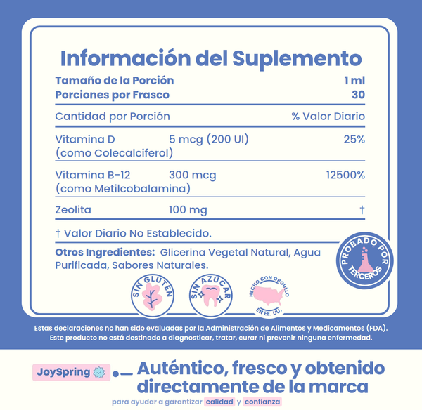Gotas de Zeolita para Niños JoySpring – con Metil B12 y Vitamina D3 | Sabor Natural a Frutos Rojos | 30 Días 6